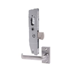 Lockwood Synergy Swing Bolt Mortice Lock with 45° Escape Lever less Cylinder and Escutcheon 23mm Backset Satin Chrome - 3540-L1SC