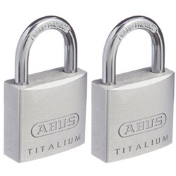 ABUS 64 Series Premium Padlock with 30mm Aluminium Body and 17mm Hardened Steel Shackle KA Twin Pack - 64TI30TWINSC