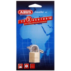 ABUS 65 Series Premium Padlock with 25mm Brass Body and 14mm Hardened Steel Shackle KD Display Pack - 65/25C