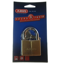 ABUS 65 Series Premium Padlock with 50mm Brass Body and 29.5mm Hardened Steel Shackle KD Display Pack - 65/50C