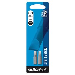 Sutton Driver Bit, Slotted SL6-8, 25mm Length, Card of 2 - S1006825
