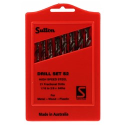 Sutton Silver Bullet Jobber Drill Bit HSS, Imperial 21 Piece Set - D101S2