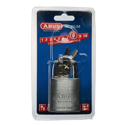 ABUS 83 Series Premium Rekeyable Padlock with 50mm Brass Body and 25mm Hardened Steel Shackle KD - 8350NC
