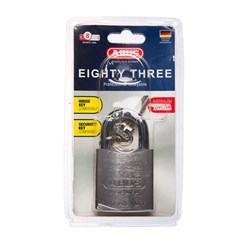 ABUS 83AL Series Premium Rekeyable Padlock with 50mm Silver Aluminium Body and 25mm Hardened Steel Shackle KD Display Pack - 83AL50NNATC