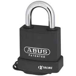 ABUS Extreme Series Premium Weatherproof Rekeyable Padlock with 53mm Black Covered Hardened Steel Body and 25mm Hardened Steel Shackle KD Display Pack - 83WP53NC
