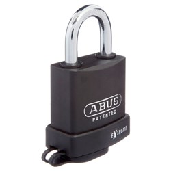 ABUS Extreme Series Premium Weatherproof Rekeyable Padlock with 53mm Black Covered Hardened Steel Body and 25mm Hardened Steel Shackle KD - 83WP53NKD