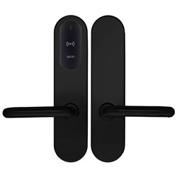 SALTO XS4 Original+ Escutcheon, HSE, ANSI Wide body U Handle, Black, Black reader, 37-43mm Door, 7.6mm Spindle, Outdoor IP55