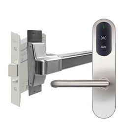 SALTO XS4 Original Plus ANSI Half Escutcheon HSE with Z handles, Satin Stainless Steel 8mm spindle. For Outdoor Use