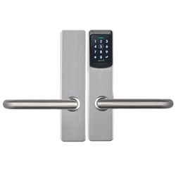 SALTO XS4 One S Keypad ANSI Escutcheon with Z Handles, HSE, U Spindle Kit, Stainless Steel Finish with Black Reader