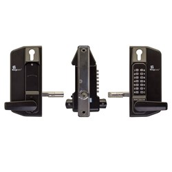 Borg Mechanical Digital Gate Lock with Anti Climb Case Lever Easicode Pro Keypad and Euro Cylinder Key Override Marine Grade Black - BL3400DKOMGPROECP