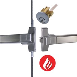 dormakaba Panic Exit Device Double Pack Fire Rated with External Cylinder Silver - ED22DPNLFSIL 9400000002200