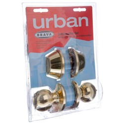 BRAVA Urban Combo Deadbolt and Knob Set LW4 Profile Polished Brass Display Pack - BRT3732DP