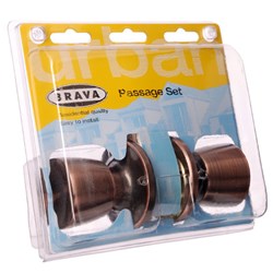 BRAVA Urban Tiebolt Tulip Passage Knob Set Adjustable 60/70mm Backset Antique Copper Display Pack - BRT6930DP