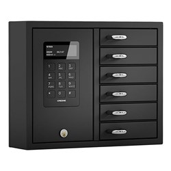 Creone KeyBox System 9006S With Backup Battery, 6 Door Unit,  Audit Trail, Black - 1413611