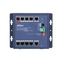 Dahua 10 Port Layer 2 Hardened Cloud Managed Network Switch with 8 PoE Ports plus 2 Gigabit Uplink Ports - DH-CHS4110-8ET-90-F
