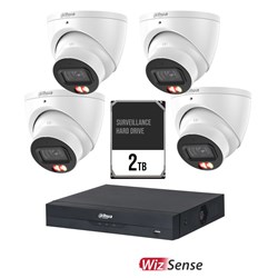 Dahua WizSense AI 8 Channel Camera Kit including 4x 8MP Eyeball Fixed Lens Cameras and 2TB HDD