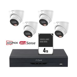 Dahua WizSense AI 8 Channel Camera Kit including 4x 8MP Eyeball Fixed Lens Cameras and 4TB HDD