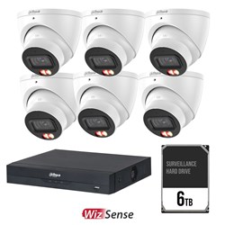 Dahua WizSense AI 8 Channel Camera Kit including 6x 8MP Eyeball Fixed Lens Cameras and 6TB HDD