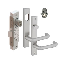 Dormakaba SB2212 Entrance Lock Kit with 6400 Square End Plate Furniture Cylinder and Adaptor SSS - SB2212KIT/ENT/SSS