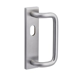 Dormakaba Furniture Square End Plate External Cylinder Hole and Offset Pull Handle Left Hand Satin Stainless Steel - 6680/H15OS LH SSS