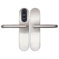 SALTO XS4 Original+ Escutcheon, Euro Wide Body, HSE, Z Handles, Satin Stainless Steel, Black reader, Universal Spindle. For Indoor Use.