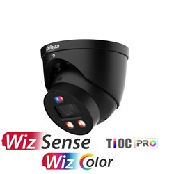 Dahua WizSense Series 6MP Black TiOC Pro 3.0 Active Deterrence Eyeball Network Camera with 2.8mm Fixed Lens, WizColor Technology, IP67 - DH-IPC-HDW3649H-AS-PV-PRO-BLK