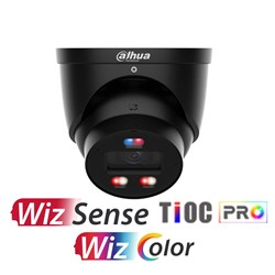 Dahua WizSense Series 8MP Black TiOC Pro 3.0 Active Deterrence Eyeball Network Camera with 2.8mm Fixed Lens, WizColor Technology, IP67 - DH-IPC-HDW3849H-AS-PV-PRO-BLK