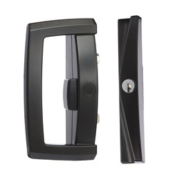 Lockwood Onyx Sliding Door Lock with Internal D Handle Non-Locking, External Slim Pull Locking, Universal Strike and 5 Pin Cylinder in Black - 9A2A2/5PBLK