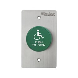 Neptune Press to Exit,ANSI,IP65,NO/NC/C,1.7mm SS,Flat PUSH TO OPEN,Grn