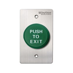 Neptune Press to Exit,ANSI,IP65,NO/NC/C,1.7mm SS,Flat PUSH TO EXIT,Green
