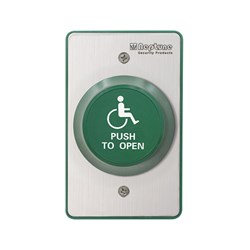 Neptune Press to Exit,ANSI,IP65,NO/NC/C,1.7mm SS,Disabled PUSH TO OPEN,Green,Spacer