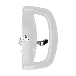 Whitco Blaxland Sliding Door Lockset with Double Cylinder Offset Outer Pull and Universal Strike in White - W500216