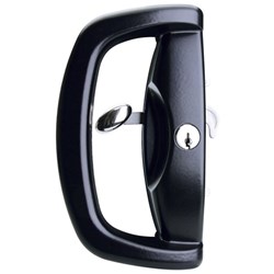 Whitco Blaxland Sliding Door Lockset with Double Cylinder Offset Outer Pull and Universal Strike in Black - W500217