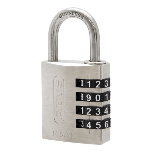 ABUS 165 Series 4 Wheel Combination Padlock Weather Resistant 40mm Brass Body Display Pack - 165IB/40C