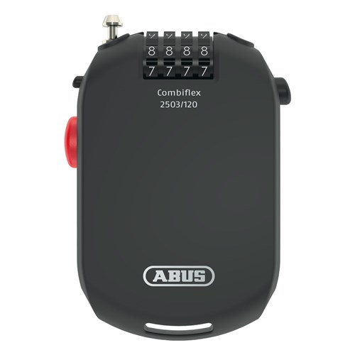 ABUS Combiflex 2503/120 Combination Cable Lock with Adjustable Retractable Cable and Mounting Pouch In Black Display Boxed