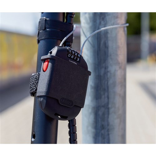 ABUS Combiflex 2503/120 Combination Cable Lock with Adjustable Retractable Cable and Mounting Pouch In Black Display Boxed