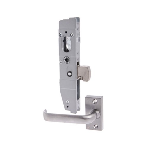 Lockwood Synergy Swing Bolt Mortice Lock with 45° Escape Lever less Cylinder and Escutcheon 23mm Backset Satin Chrome - 3540-L1SC