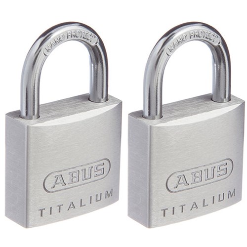 ABUS 64 Series Premium Padlock with 30mm Aluminium Body and 17mm Hardened Steel Shackle KA Twin Pack - 64TI30TWINSC
