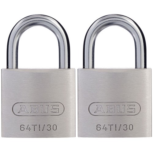 ABUS 64 Series Premium Padlock with 30mm Aluminium Body and 17mm Hardened Steel Shackle KA Twin Pack - 64TI30TWINSC