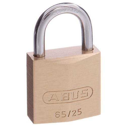 ABUS 65 Series Premium Padlock with 25mm Brass Body and 14mm Hardened Steel Shackle KD - 65/25