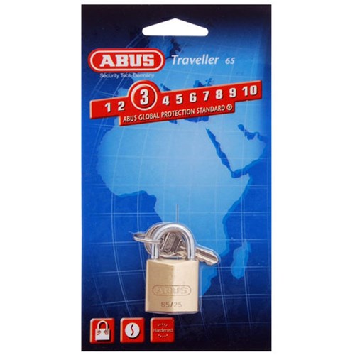 ABUS 65 Series Premium Padlock with 25mm Brass Body and 14mm Hardened Steel Shackle KD Display Pack - 65/25C