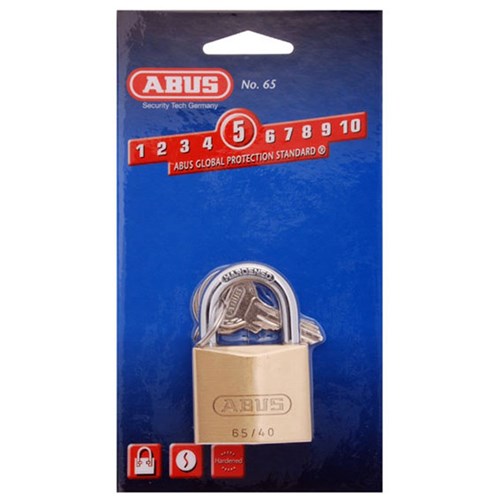 ABUS 65 Series Premium Padlock with 40mm Brass Body and 23mm Hardened Steel Shackle KD Display Pack - 65/40C