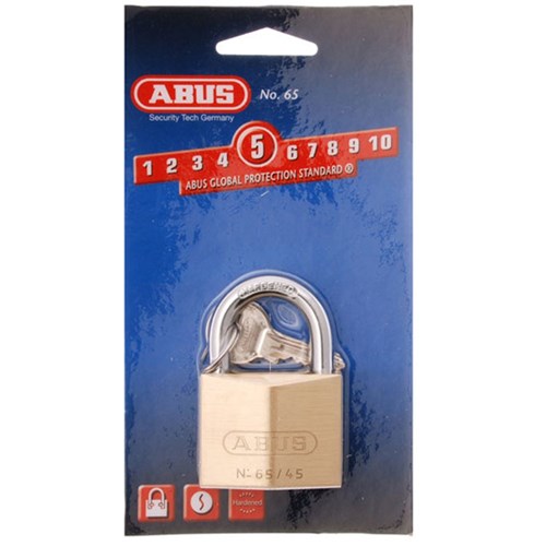 ABUS 65 Series Premium Padlock with 45mm Brass Body and 25mm Hardened Steel Shackle KD Display Pack - 65/45C