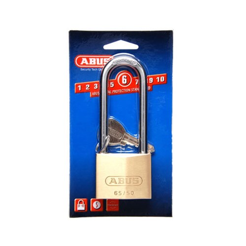 ABUS 65 Series Premium Padlock with 50mm Brass Body and 80mm Hardened Steel Shackle KD Display Pack - 65/50HB80C