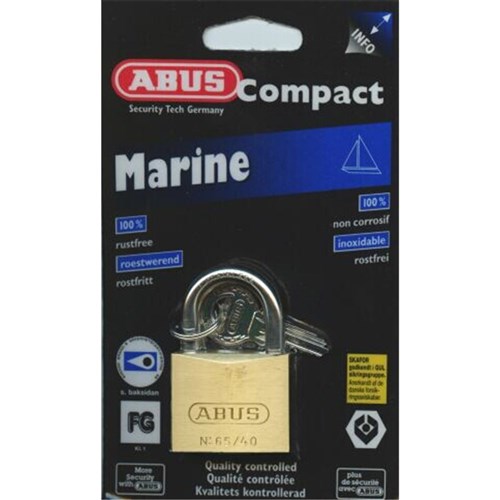 ABUS 65 Series Premium Padlock Weather Resistant with 40mm Brass Body and 23mm Stainless Steel Shackle KD Display Pack - 65IB/40C