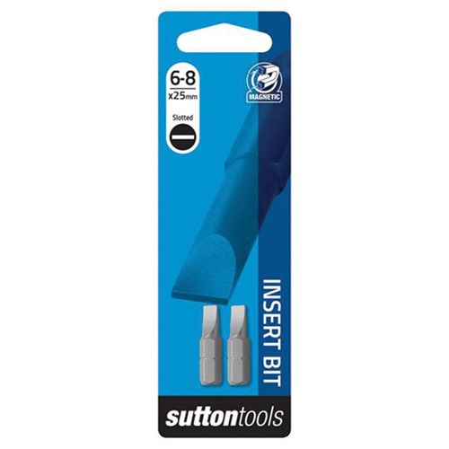 Sutton Driver Bit, Slotted SL6-8, 25mm Length, Card of 2 - S1006825