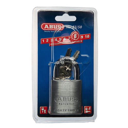 ABUS 83 Series Premium Rekeyable Padlock with 50mm Brass Body and 25mm Hardened Steel Shackle KD - 8350NC