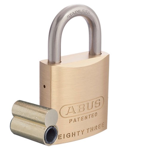 ABUS 83 Series Premium Rekeyable Padlock with 45mm Brass Body and 25mm Stainless Steel Shackle Less Plug - 83IB45NLP