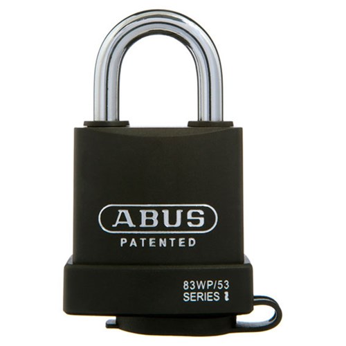 ABUS Extreme Series Premium Weatherproof Rekeyable Padlock with 53mm Black Covered Hardened Steel Body and 25mm Hardened Steel Shackle KD - 83WP53NKD