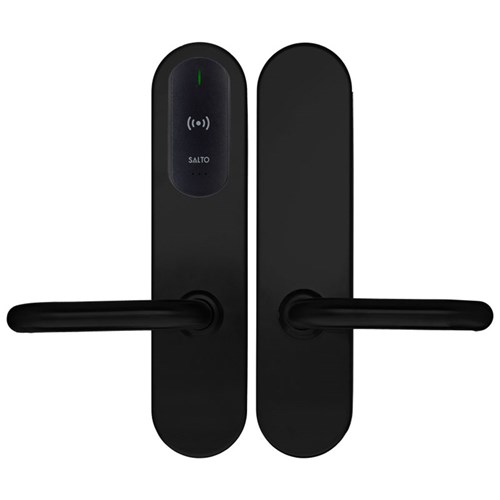 SALTO XS4 Original+ Escutcheon, HSE, ANSI Wide body U Handle, Black, Black reader, 37-43mm Door, 7.6mm Spindle, Outdoor IP55